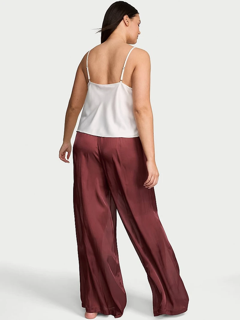 Luxe Sheer Satin Wide-Leg Pant