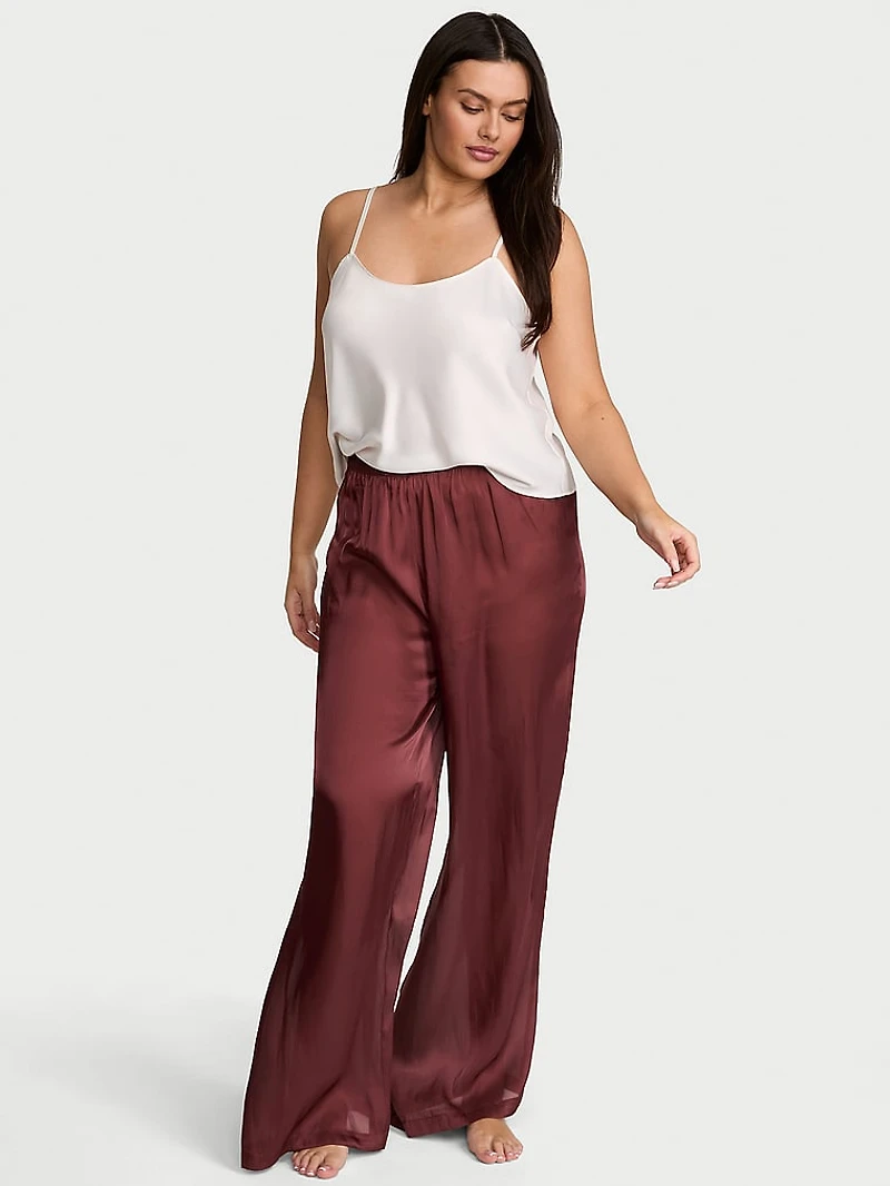 Luxe Sheer Satin Wide-Leg Pant
