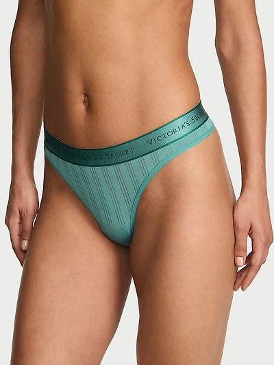 Logo Cotton Shine Patch Thong Panty