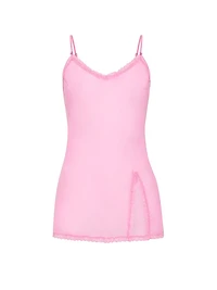 Chiffon Lace-Trim Mini Slip Dress