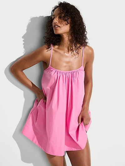 Beachwear Poplin Trapeze Mini Dress