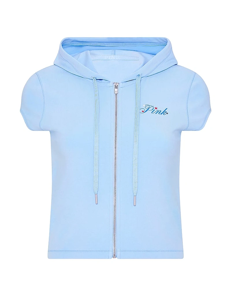 Soft Modal Short-Sleeve Full-Zip Hoodie