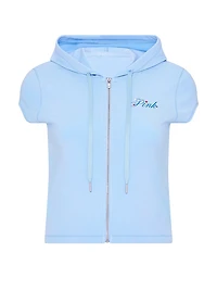 Soft Modal Short-Sleeve Full-Zip Hoodie