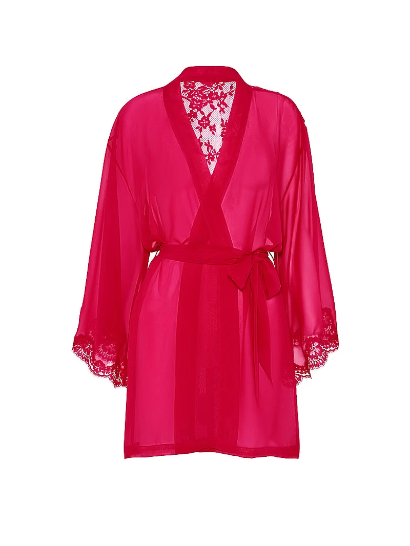Chiffon & Lace Short Robe