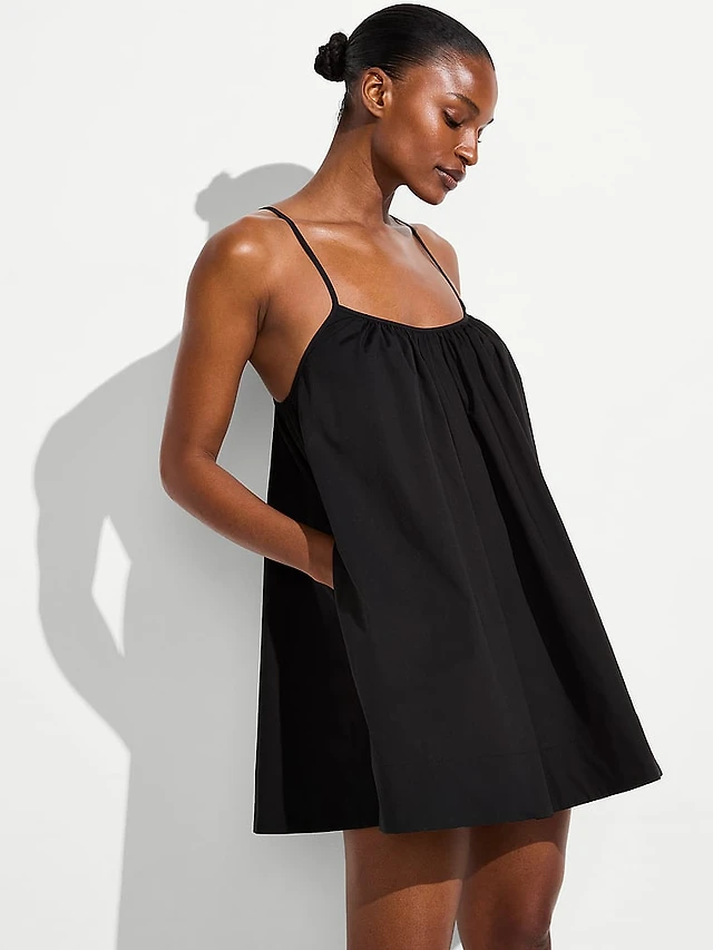 trapeze mini dress White Embellished Trapeze Mini Dress With Fringe Hem