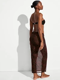 Beachwear Mesh Cinched Maxi Skirt