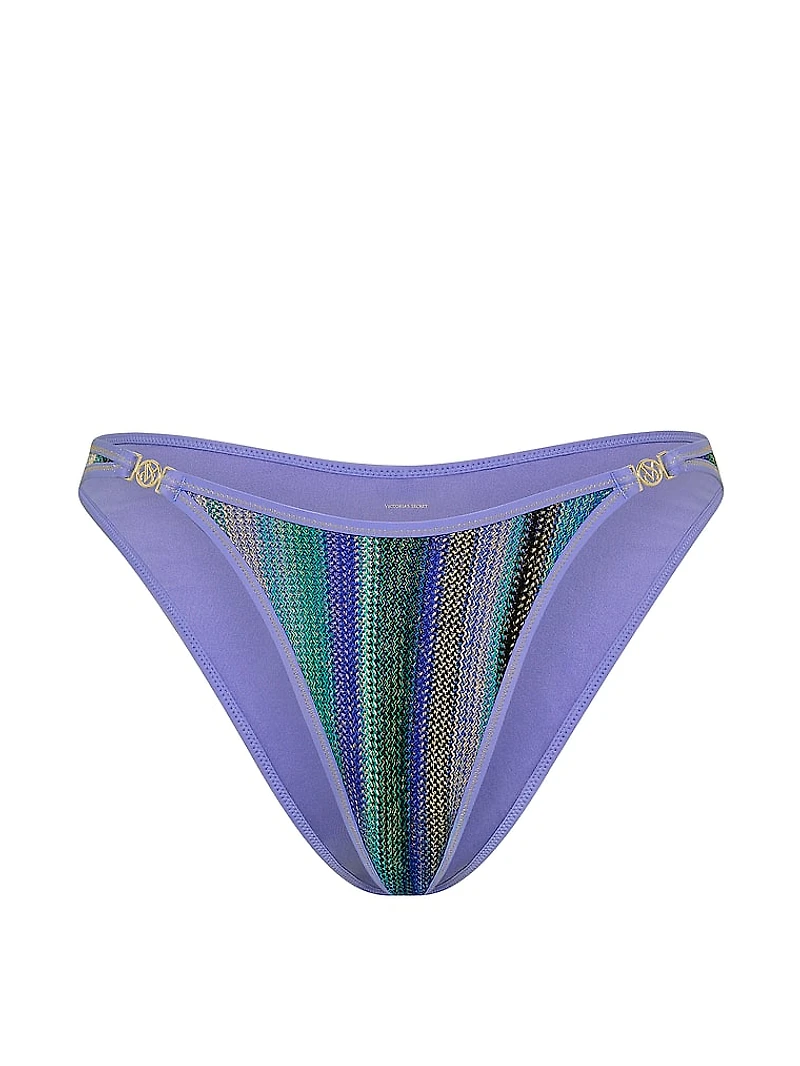 Shimmer Stripe Knit Brazilian Bikini Bottom