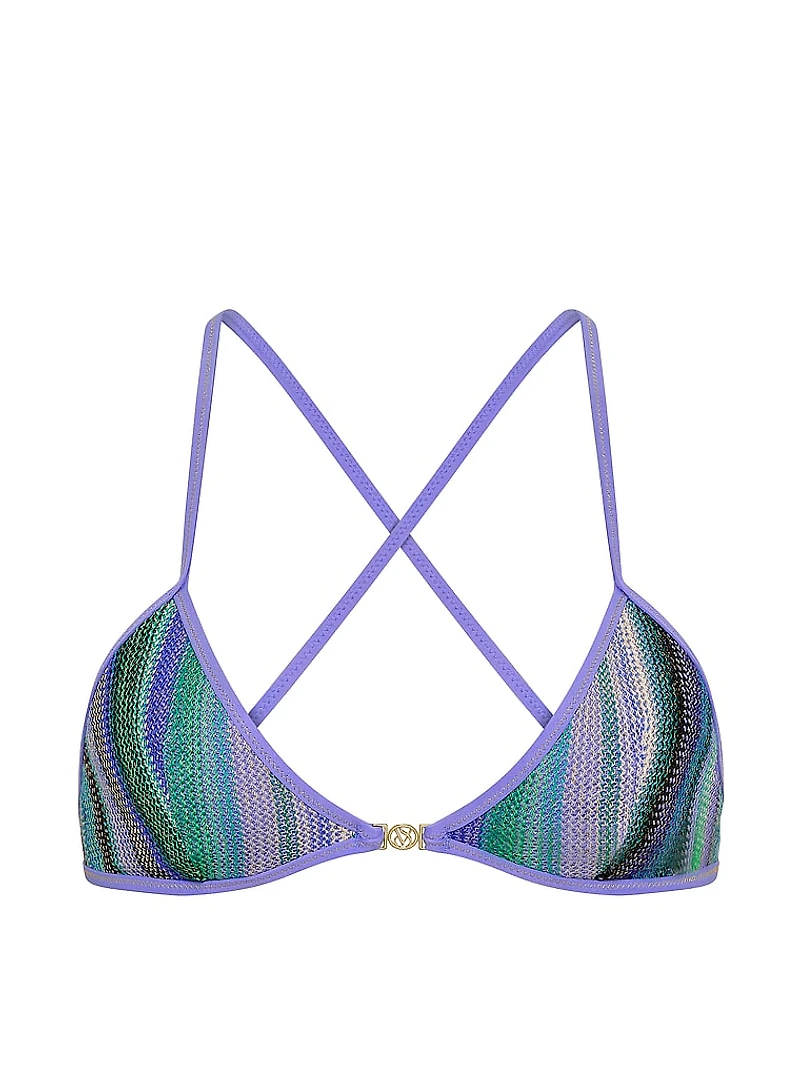 Shimmer Stripe Knit Triangle Bikini Top