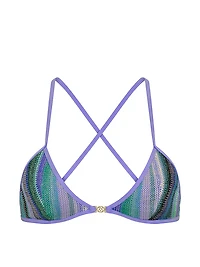 Shimmer Stripe Knit Triangle Bikini Top