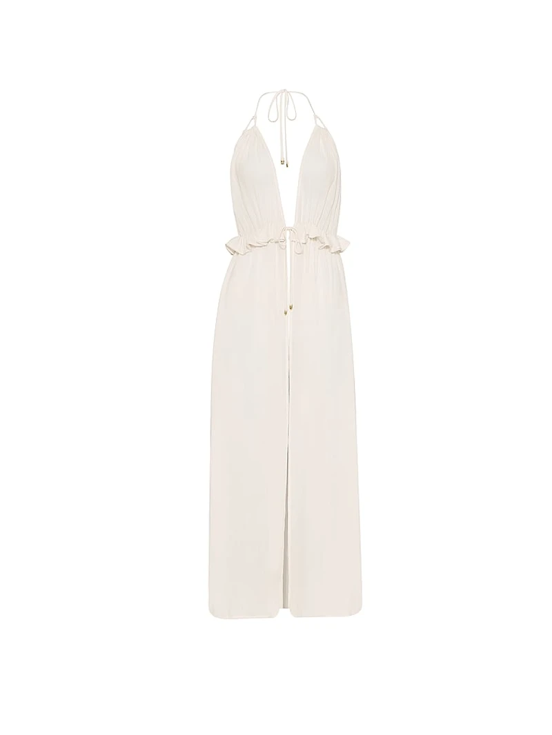 Beachwear Ruffle Tie-Front Maxi Dress