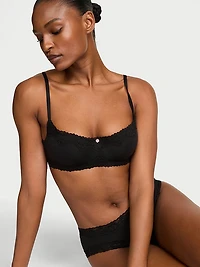 Cotton Lace-Trim Lightly Lined Balconette Bra