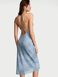 Denim Jacquard Shine Midi Slip Dress