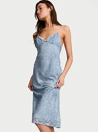 Denim Jacquard Shine Midi Slip Dress