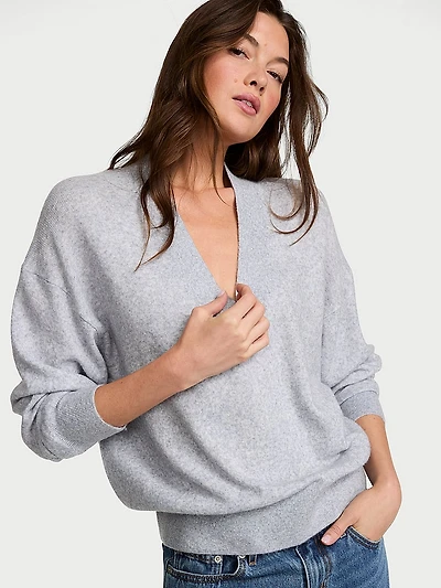 Luxe Knit Oversized V-Neck Sweater