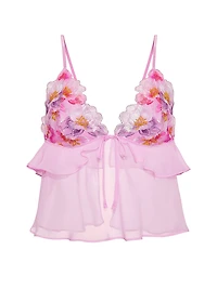 Watercolor Embroidery Flutter Bra Top