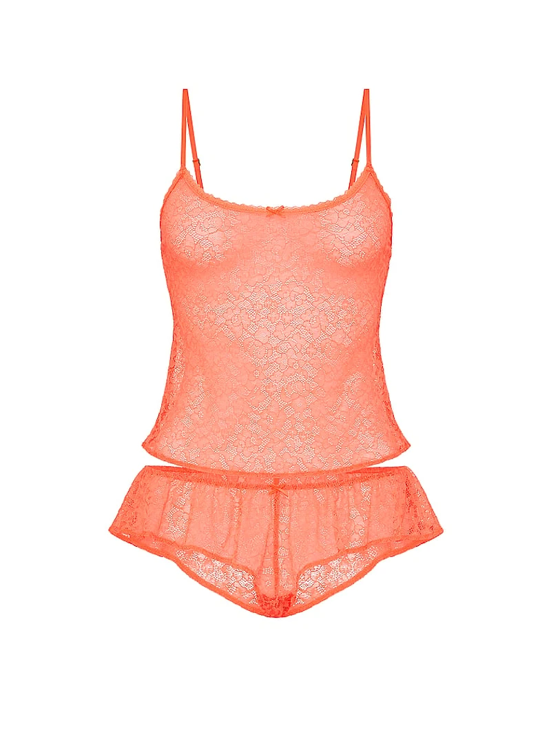 Tease Lace Cami & Flutter Short Set