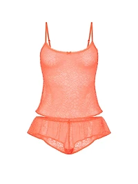 Tease Lace Cami & Flutter Short Set