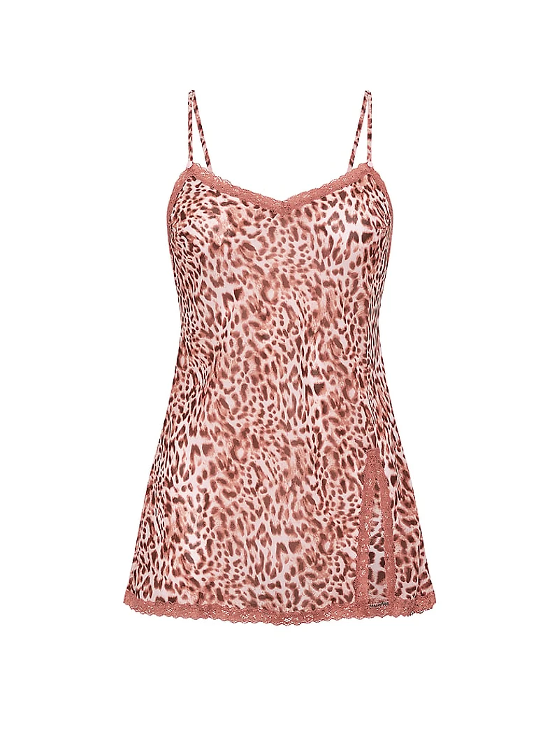 Chiffon Lace-Trim Mini Slip Dress