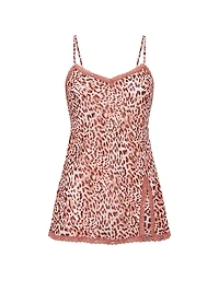 Chiffon Lace-Trim Mini Slip Dress