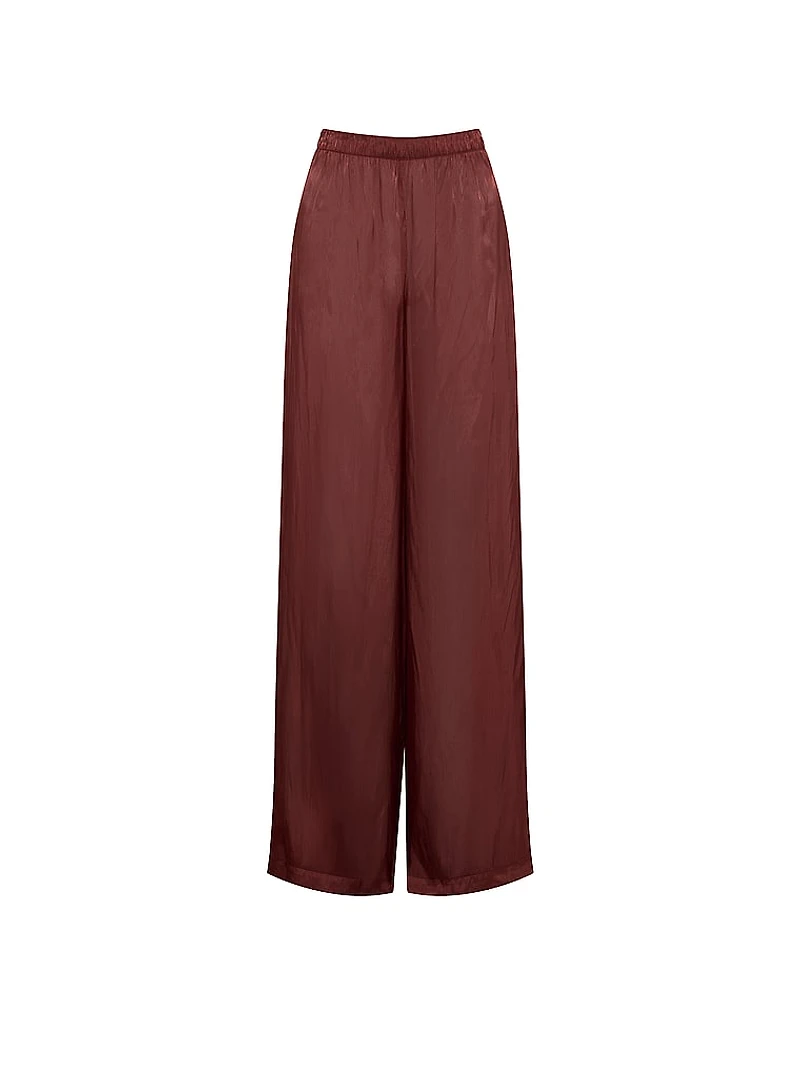 Luxe Sheer Satin Wide-Leg Pant