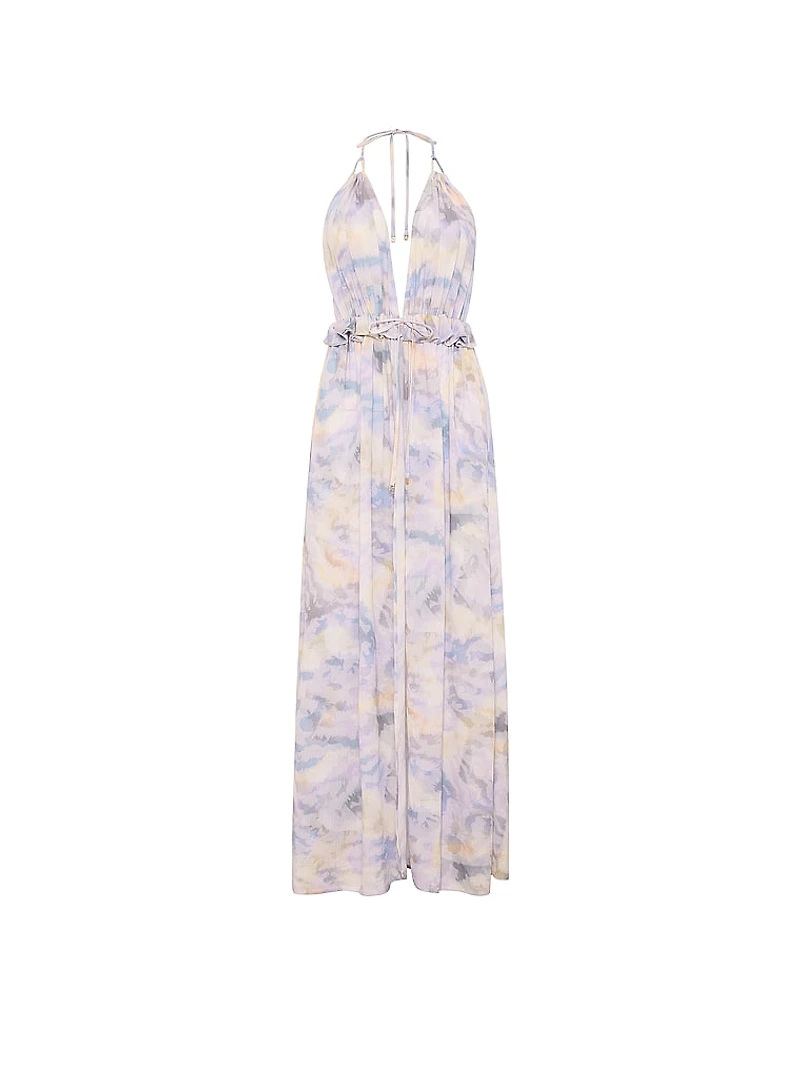 Beachwear Ruffle Tie-Front Maxi Dress