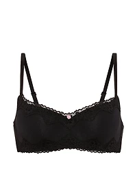 Cotton Lace-Trim Lightly Lined Balconette Bra