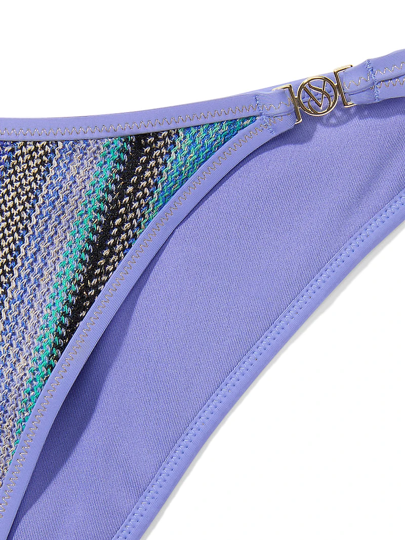 Shimmer Stripe Knit Brazilian Bikini Bottom