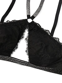 Shine Strap Lace Halter Bralette & Mini Skirt Set