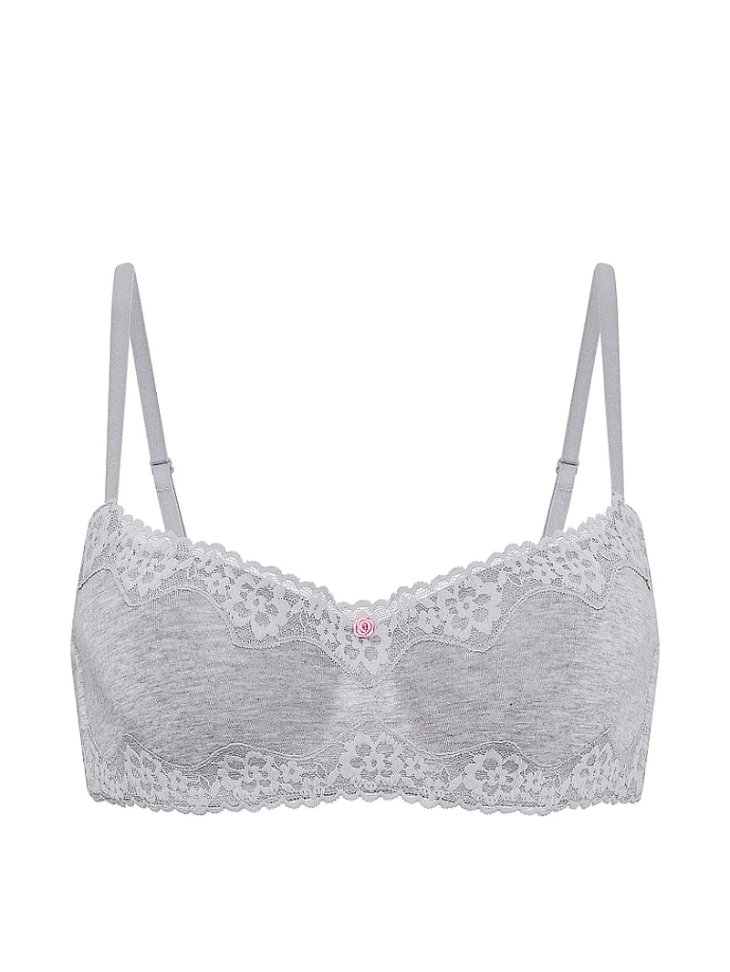 Cotton Lace-Trim Lightly Lined Balconette Bra