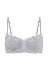 Cotton Lace-Trim Lightly Lined Balconette Bra