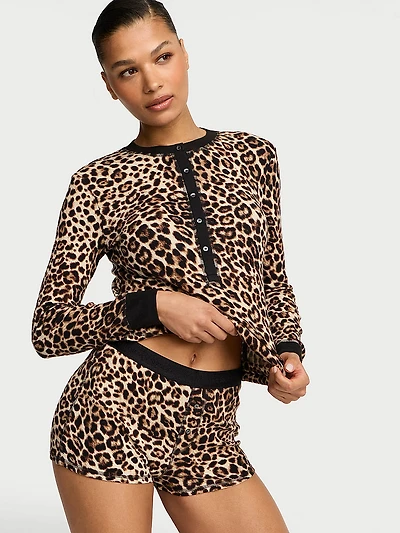 Soft Thermal Henley Short Pajama Set