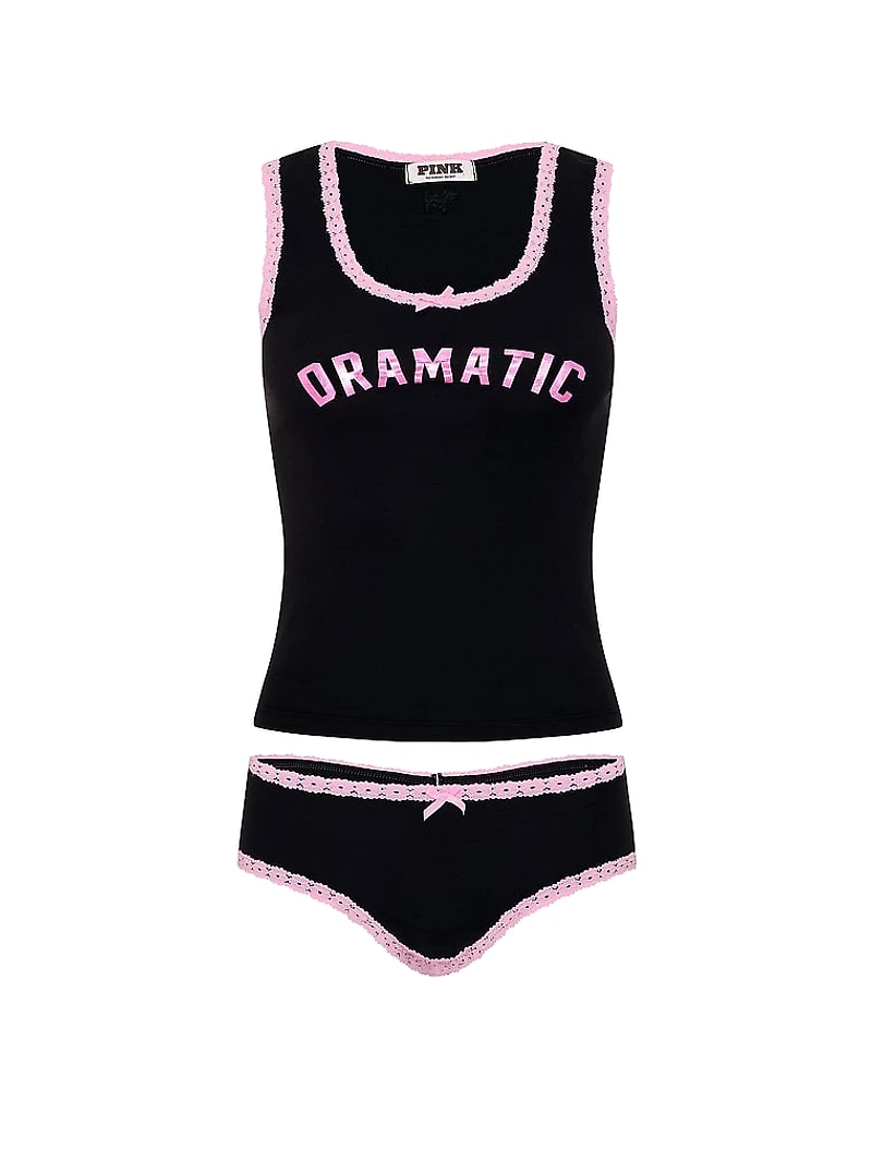 Lace-Trim Tank Top & Panty Set