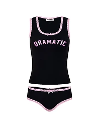 Lace-Trim Tank Top & Panty Set