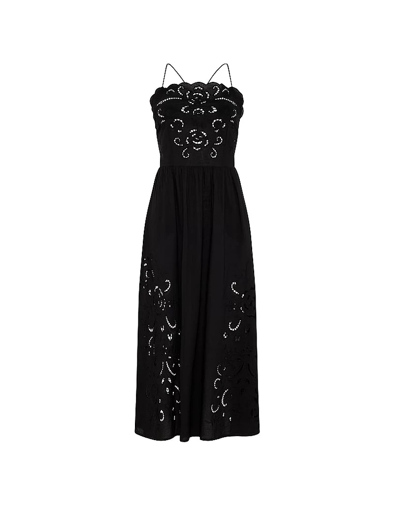 Beachwear Eyelet Open-Back Midi Dress