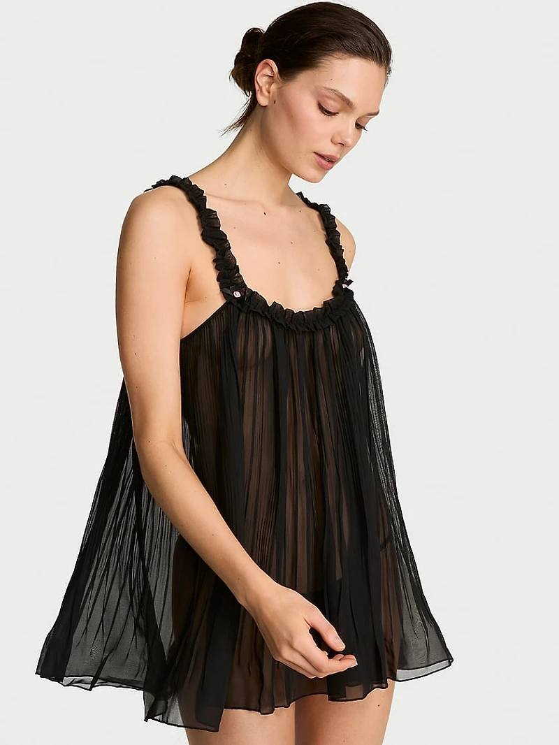 Pleated Ruffle Babydoll Set