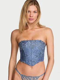 Denim Embroidery Bustier Corset Top