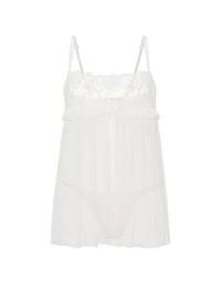 Frou Embroidery Pleated Babydoll Set