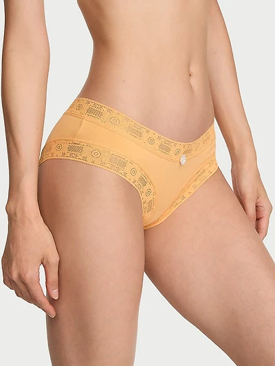 Cotton Pointelle Lace-Waist Cheeky