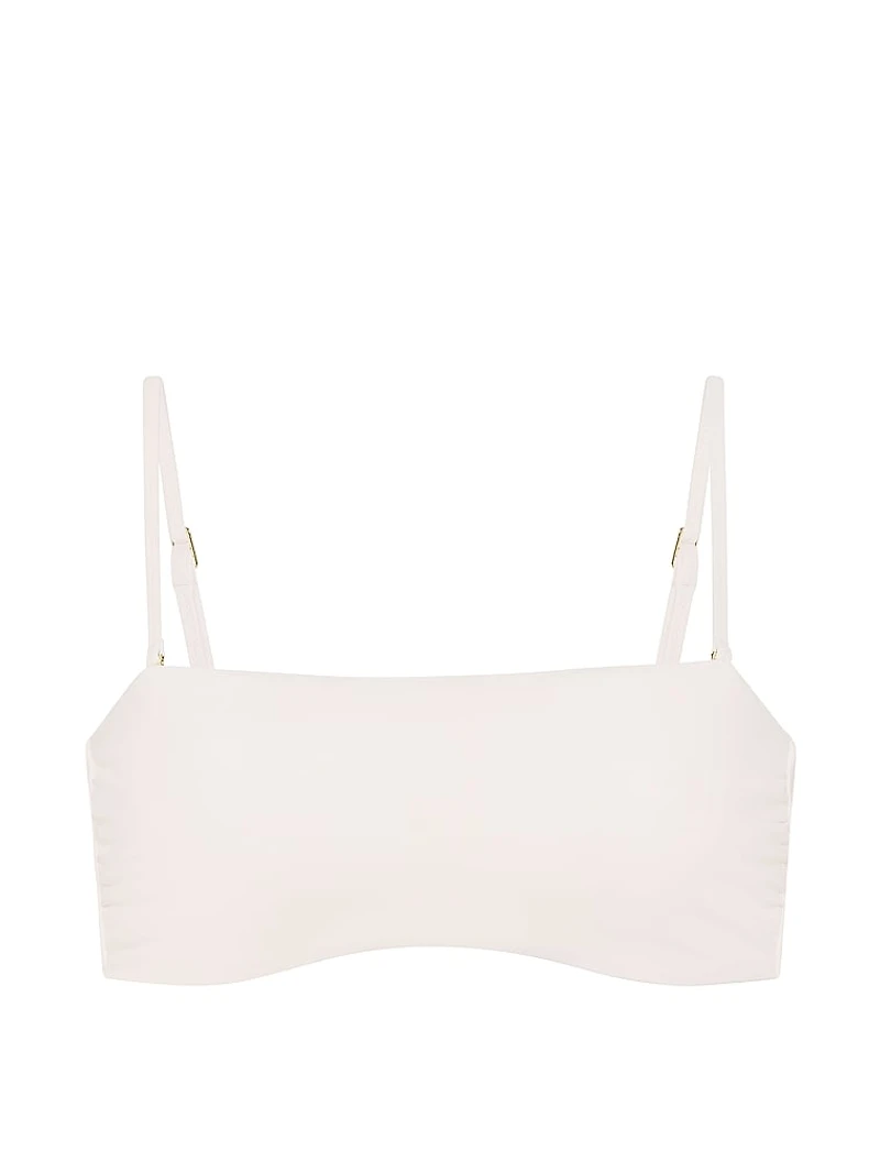 Beaded Lace-Up Bandeau Bikini Top