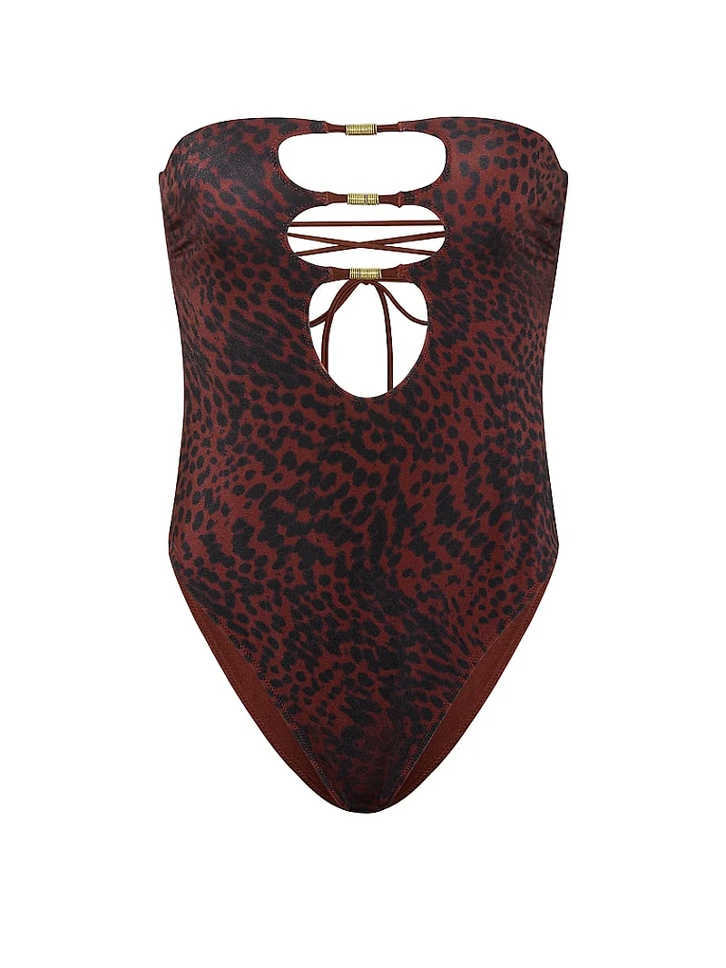 Reversible Cut-Out Rings Strapless One-Piece Swimsuit