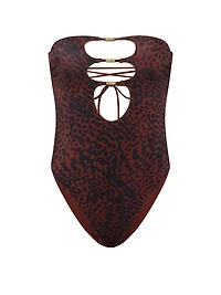 Reversible Cut-Out Rings Strapless One-Piece Swimsuit