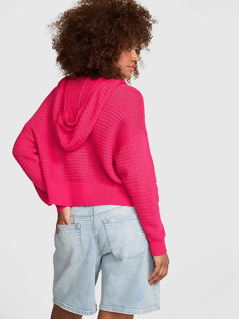 Crochet V-Neck Hoodie