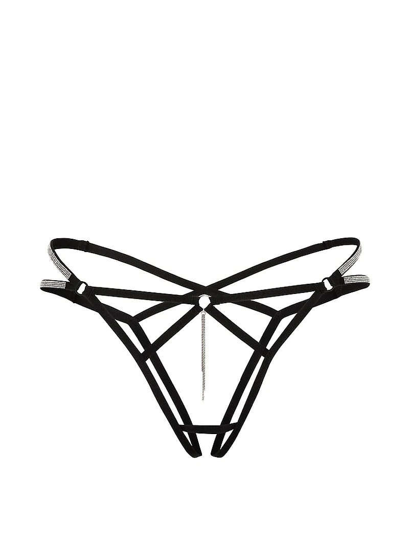 Shine Strappy Cut-Out Crotchless Brazilian Panty