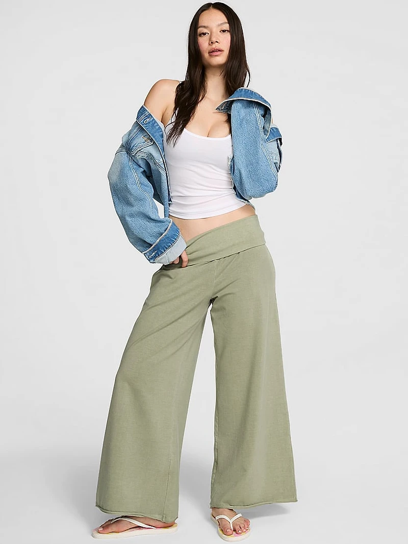 All-Day Cotton™ Foldover Wide-Leg Pants