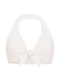 Beachwear Linen Tie-Front Crop Top