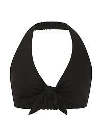 Beachwear Linen Tie-Front Crop Top