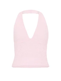 PINK Base Lace Plunge Halter Top