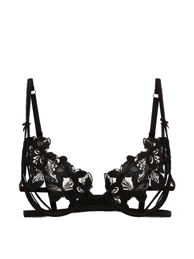 Butterflies Embroidery Open-Cup Bra