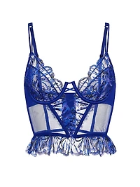 Party Floral Sequin Embroidery Plunge Bra Top