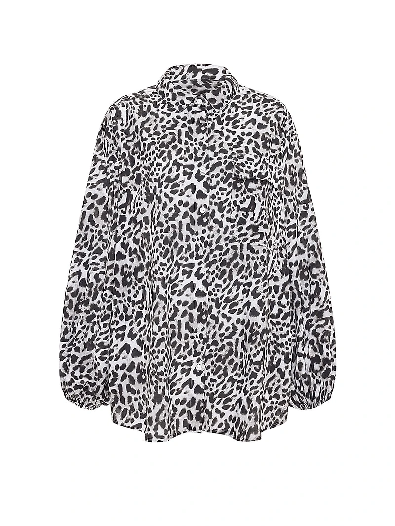 Beachwear Voile Oversized Button-Front Shirt